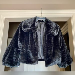Black faux fur coat